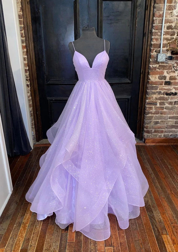 Serene Hill 2025 Arabic Lilac Elegant Spaghetti Strap Backless A-Line Prom Dress for Women | Wedding Party LA72676