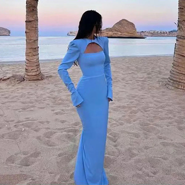 Serene Hill 2025 Dubai Blue Satin Mermaid Black Luxury Arabic Lace up Evening Dresses Gowns for Women Wedding Party LA72416