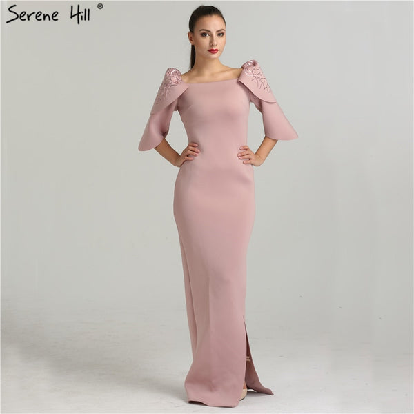 On Sale No Return No Refund Sale Dubai Style Mermaid  Pink Half Sleeves Evening Dresses QA8005